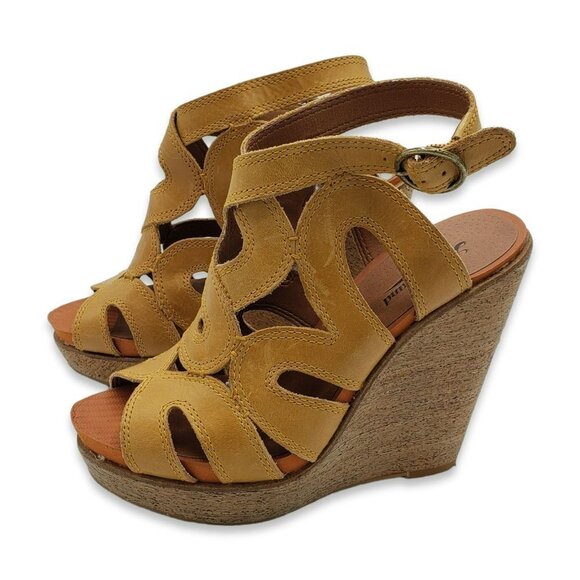 Lucky Brand Penrose Wedge Sandals Womens 7.5 Brown Leather - Picture 5 of 9